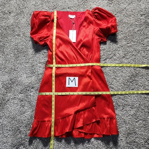 NEW Lovers + Friends Red "Ella" Mini Wrap Dress - Picture 14 of 16